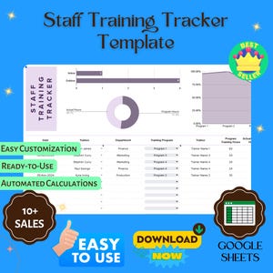 Staff Training Tracker Template, Editable Google Sheets, Employee Training Log, Professional Development Tool
