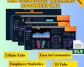 CRM Dashboard & Bookkeeping Excel Template for Small Business, Sales Tracker, Client Management, Expense - Financial Tracking