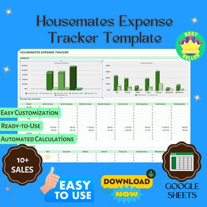 Housemates Expense Tracker Template | Shared Household Budget & Editable Google Sheets Log, Shared Household Budget, Editable Expense Log