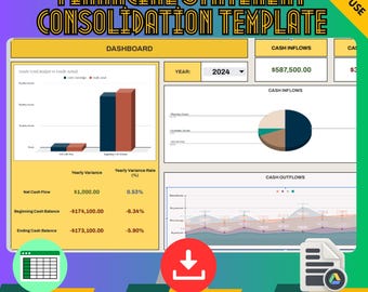 Sjabloon voor consolidatie van jaarrekeningen, Google Spreadsheets-rapporten voor meerdere entiteiten | Bewerkbare digitale download voor het financiële groepsrapport voor bedrijven