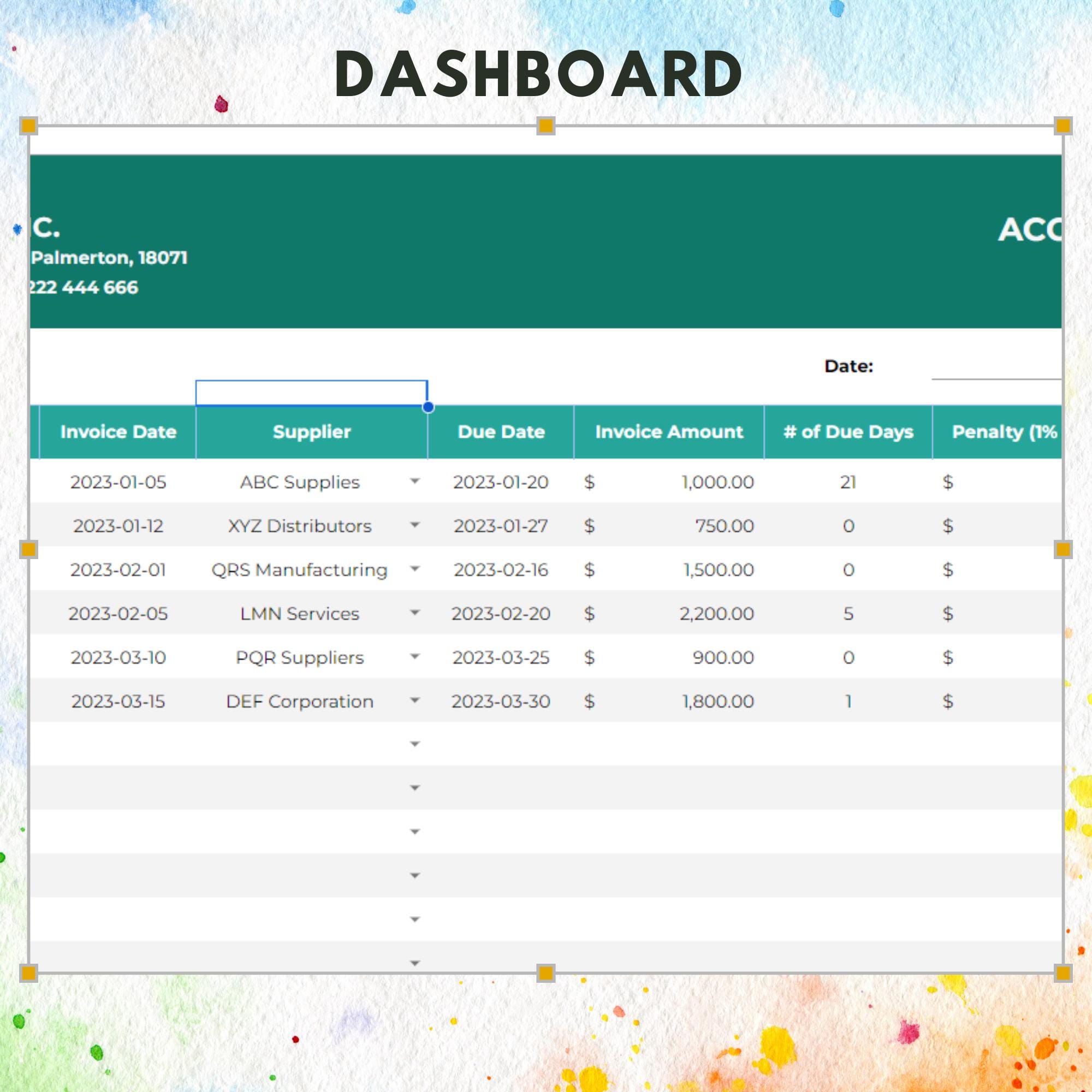 Sample Payable Tracker Accounts Payable Template, Editable Google Sheets Invoice & Payment ...