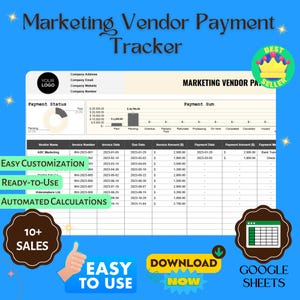 Marketing Vendor Payment Tracker: Google Sheets Template (Digital Download)