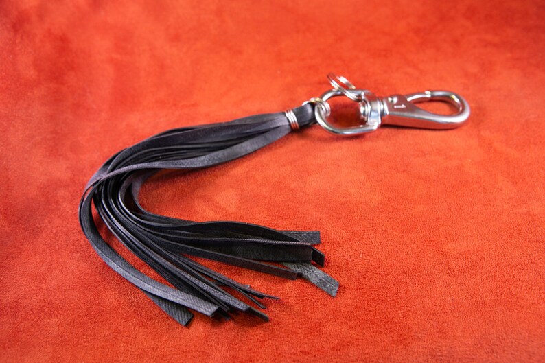 Thick Fringe Keychain made of Recycled Bicycle Inner Tube image 4