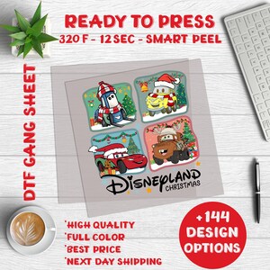 Disney Cars Christmas Dtf, Mcqueen Christmas Dtf, Ready to Press, Disney Transfers, DTF Gang Sheet, Xmas DTF Transfer, Heat Press DTF