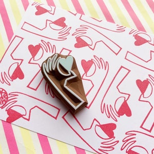 Hand Carved Heart Rubber Stamp: Valentine’s Day Craft & Snail Mail Art