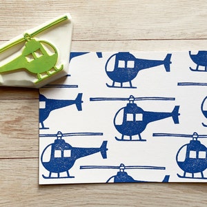Tampon en caoutchouc pour hélicoptère, tampon pour avion, tampon sculpté à la main, cadeau artisanal pour garçon