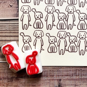 犬のゴム印セット、ラブラドールレトリバーのスタンプ、手彫りのスタンプ、犬好きの方へのクラフトギフト