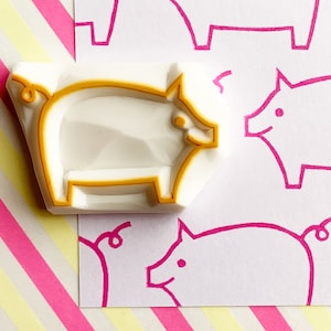 Tampon en caoutchouc de porc, tampon d'animal de ferme pour la fabrication de cartes, tampon sculpté à la main, cadeau d'artisanat pour enfant