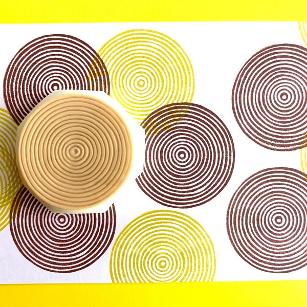 Spiral circle rubber stamp, Geometric pattern stamp, Hand carved stamp