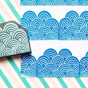 Meereswelle Motivstempel, japanischer Musterstempel zur Kartenherstellung, handgeschnitzter Stempel, Geschenk für Bastler