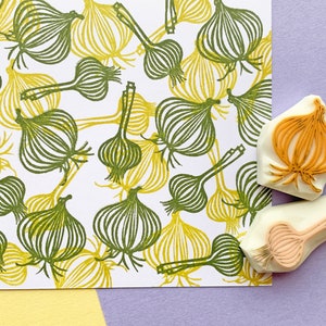 Onion - Hand carved rubber stamp set : Creative journaling