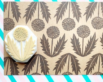 Dandelion rubber stamp, Flower stamp, Hand carved stamp by talktothesun, Best friend gift