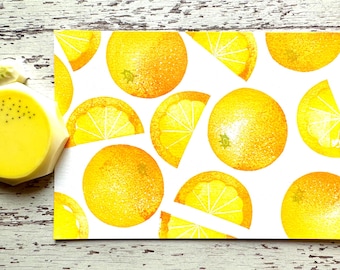 Hand Carved Orange Rubber Stamp Set: Citrus Fruit Design