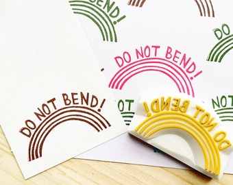 Don't bend rubber stamp, Artwork photography packaging stamp, Hand carved stamp