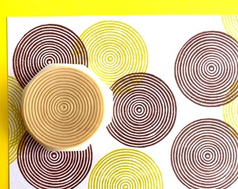 Spiral circle rubber stamp, Geometric pattern stamp, Hand carved stamp, Gift for creatives