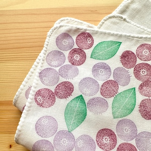 Blueberry Japanese Cotton Handkerchief : Hand Printed Textile