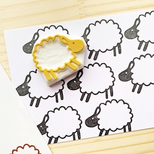 Tampon en caoutchouc mouton, tampon agneau, tampon sculpté à la main, cadeau artisanal pour enfant