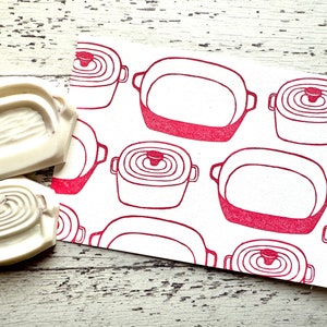 Sello de goma para utensilios de cocina, sellos para horno holandés y fuente para hornear, sello tallado a mano, regalo artesanal para chef