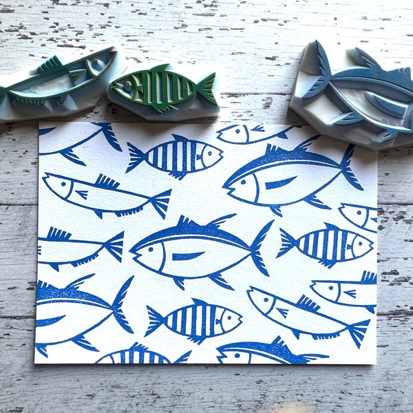 Fish Rubber Stamp Etsy