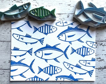 Fish rubber stamp, Sea animal stamp, Hand carved stamp by talktothesun