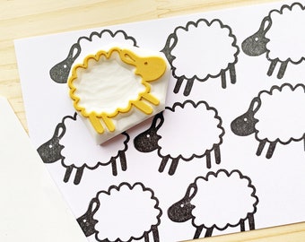 Sheep rubber stamp, Lamb stamp, Hand carved stamp by talktothesun