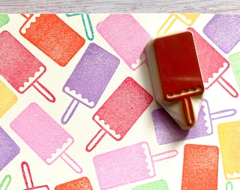 Popsicle rubber stamp, Ice candy stamp, Hand carved stamp by talktothesun