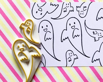 Ghost rubber stamp, Halloween stamp, Hand carved stamp, Gift for kids
