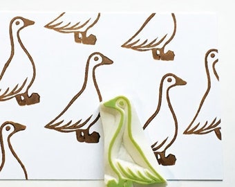 Duck rubber stamp, Farm animal stamp, Hand carved stamp by talktothesun