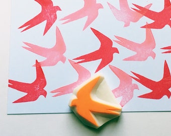 Swallow rubber stamp, Bird stamp, Hand carved stamp by talktothesun, Gift for youself