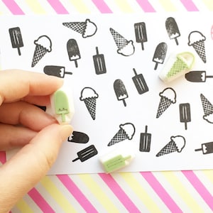 Eiscreme Stempel, Eistüte & Eis am Stiel Stempel, Handgeschnitzter Stempel, Bastelgeschenk für Teenager