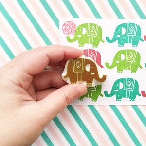 Tampon en caoutchouc éléphant, Tampon animal mignon, Tampon sculpté à la main, Cadeau artisanal pour enfant