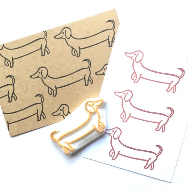 Dachshund rubber stamp, Sausage dog stamp, Hand carved stamp by talktothesun