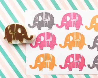 Elephant rubber stamp, Circus animal stamp, Hand carved stamp, Craft gift for kids