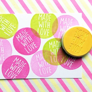 Made with love rubber stamp, Handmade stamp, Hand carved stamp