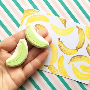 Bananen Stempel, Tropische Früchte Stempel, Handgeschnitzter Stempel, Bastelgeschenk für Kinder