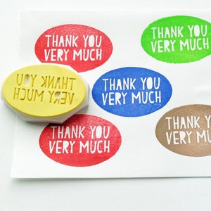 Sello de goma "Muchas gracias", sello de embalaje comercial, sello tallado a mano, regalo para artistas