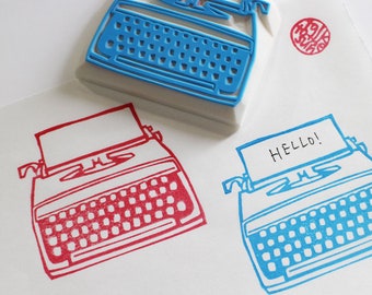 Vintage typewriter rubber stamp, Hand carved stamp by talktothesun