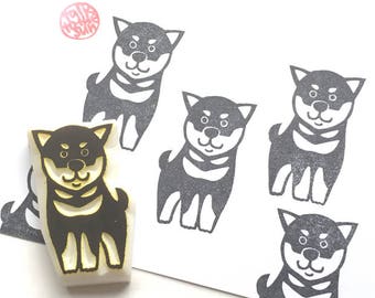 Shiba inu puppy rubber stamp, Japanese dog stamp, Hand carved stamp by talktothesun