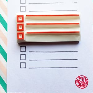 To do list rubber stamp, Check box stamp, Hand carved stamp, Stationery lover gift