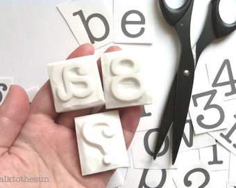 alphabet rubber stamp | letter symbol number stamp | typewriter font | large | diy + scrapbooking | hand carved stamps