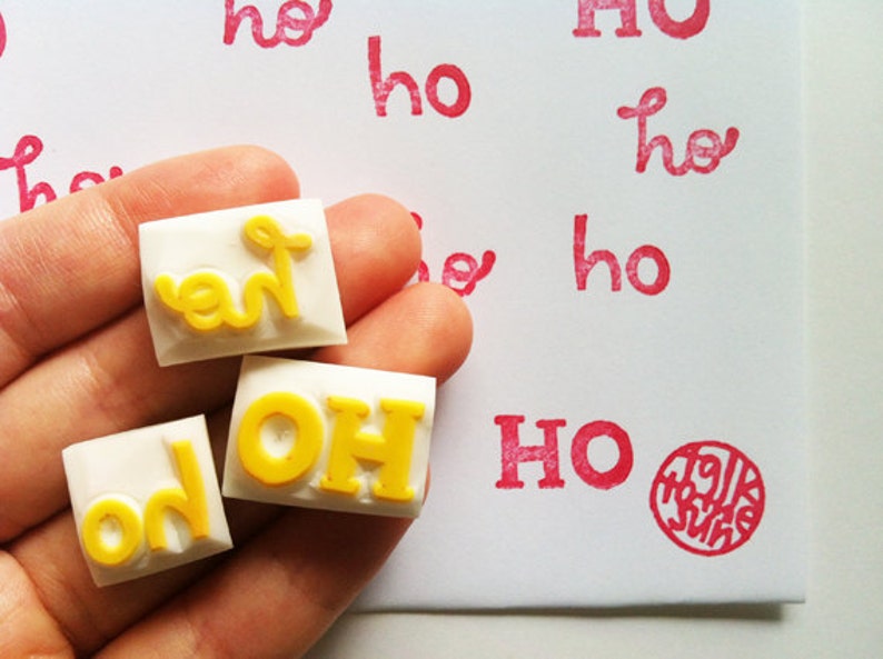 christmas hand carved stamps for diy card making clay stamping art journal ho ho ho stamps gift wrapping santa rubber stamps