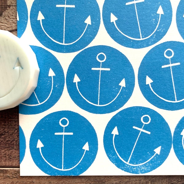 Anchor rubber stamp, Nautical pattern stamp, Hand carved stamp by talktothesun