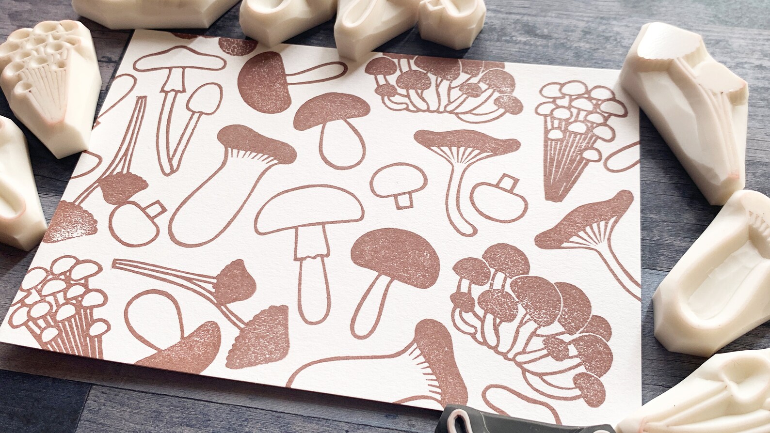 Mushroom Rubber Stamp Set Fungi Stamps Hand Carved Stamps | Etsy
