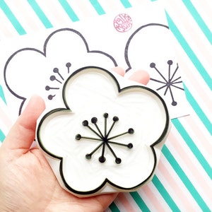 Hand carved rubber stamp - Ume Japanese traditional plum blossom