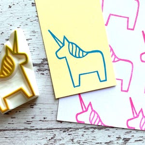 Sello de goma de unicornio, sello de caballo Dala, sello tallado a mano para hacer tarjetas, regalo para mejor amigo