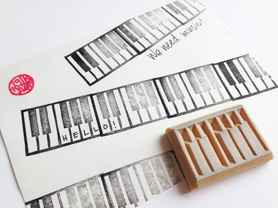 Piano Rubber Stamp Keyboard Stamp Hand Carved Stamp Gift Etsy