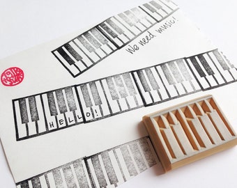 Piano rubber stamp, Keyboard stamp, Hand carved stamp, Gift for piano teacher