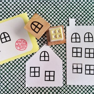 Fairy window rubber stamp set, Architecture stamp, Hand carved stamps by talktothesun image 1