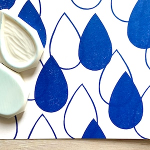 Juego de sellos de goma con forma de gota de lluvia, sellos de gotas de agua para hacer tarjetas, sello tallado a mano, regalo para artesanos