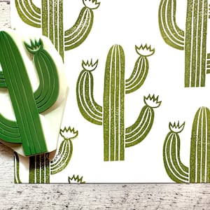 Sello de goma de cactus del desierto, sello de planta de jardín, sello tallado a mano, regalo artesanal para él